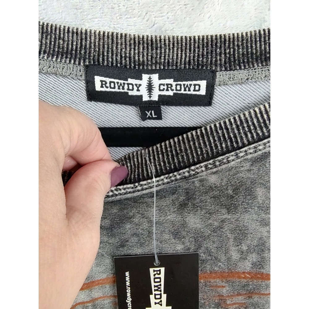 Rowdy Crowd Sweatshirt Buffalo Graphic Acid Wash Oversized XL - Picture 4 of 8